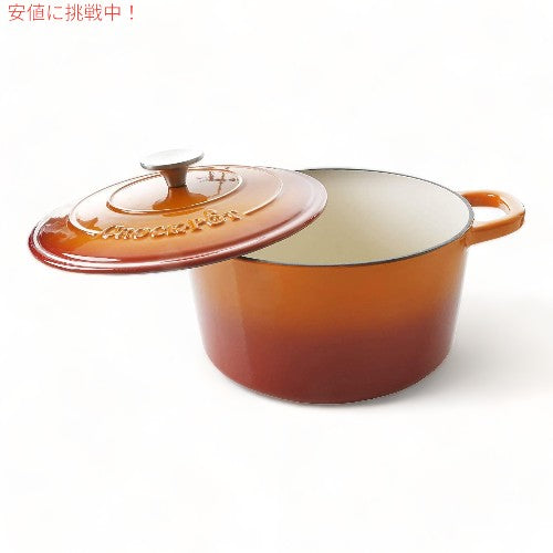 クロックポット Crock-Pot アーティザン ラウンド エナメル キャストアイロン ダッチオーブン 4.7L [サンセットオレンジ] Artisan Round Cast Iron Dutch Oven 2