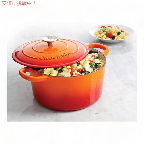 クロックポット Crock-Pot アーティザン ラウンド エナメル キャストアイロン ダッチオーブン 4.7L [サンセットオレンジ] Artisan Round Cast Iron Dutch Oven 4