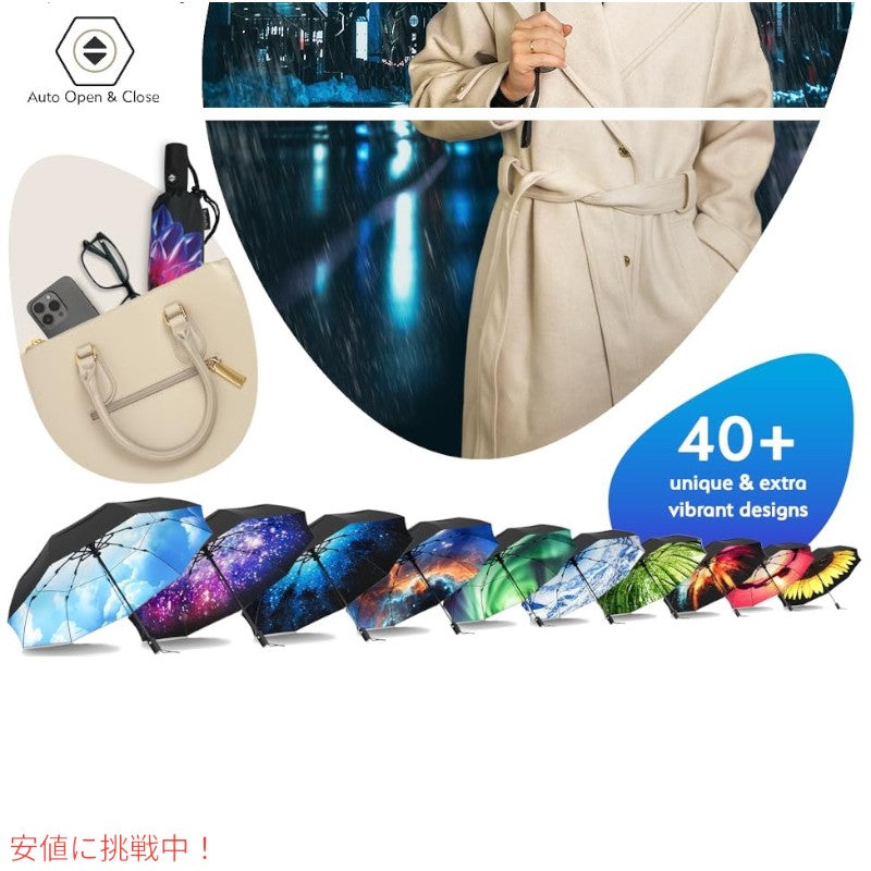 TUMELLA トゥメラ 風に最強に強い 旅行用 傘 Strongest Windproof Travel Umbrella Purple Dahlia パープルダリア 4