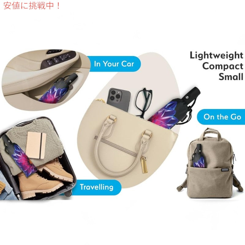 TUMELLA トゥメラ 風に最強に強い 旅行用 傘 Strongest Windproof Travel Umbrella Purple Dahlia パープルダリア 6
