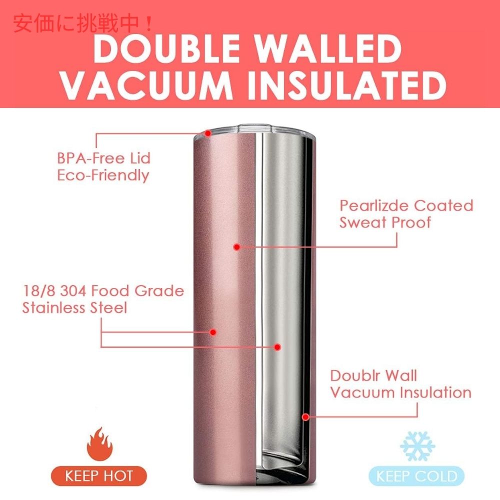 DeityBless ディティブレス 6個セット ステンレス製 スキニータンブラー 590mL アソートカラー 6 Pack Stainless Steel Skinny Tumbler 20oz Assorted Colors 2