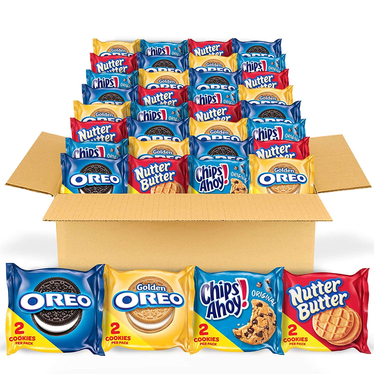 OREO オリジナル、OREO ゴールデン、CHIPS AHOY! and Nutter バター クッキー スナック バラエティ パック、56スナック パック (1パックあたり2クッキー) 1