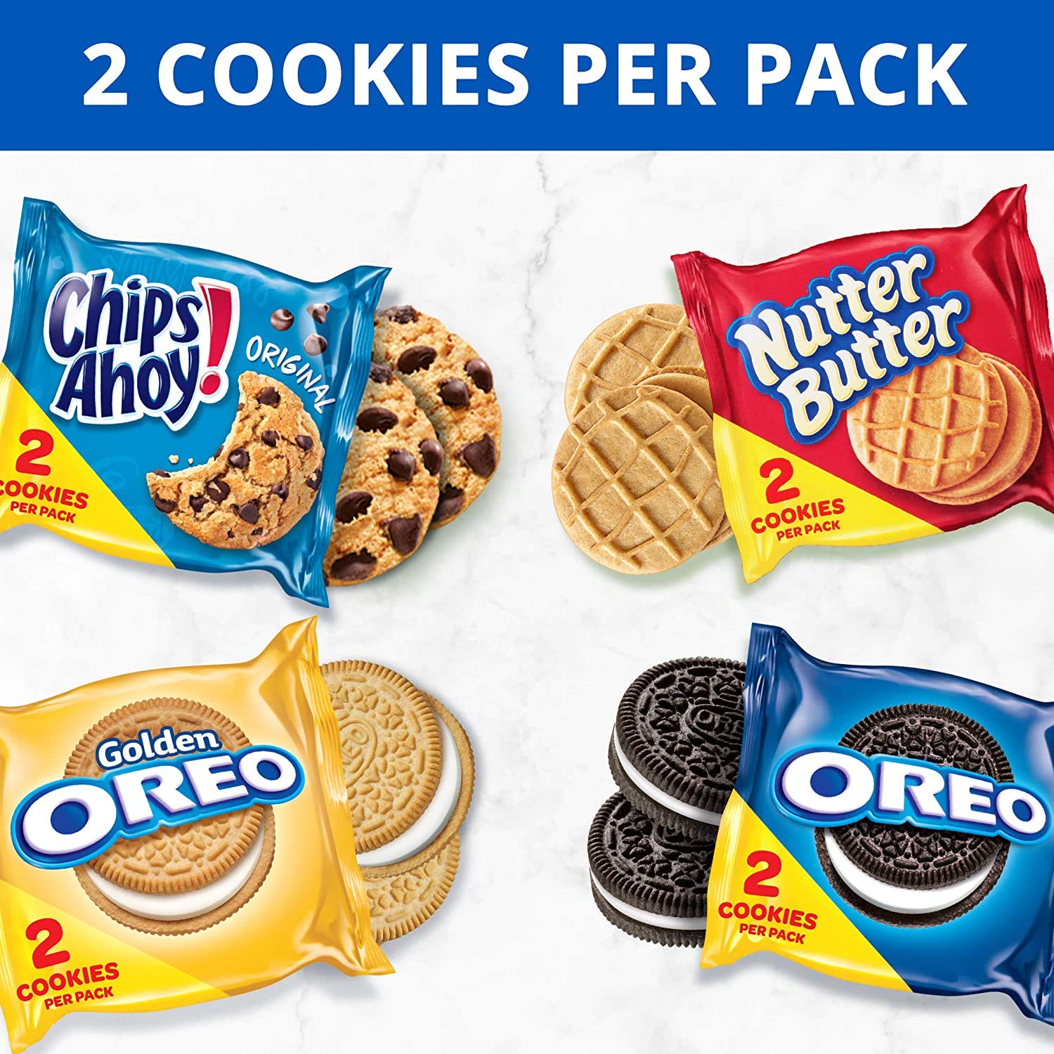OREO オリジナル、OREO ゴールデン、CHIPS AHOY! and Nutter バター クッキー スナック バラエティ パック、56スナック パック (1パックあたり2クッキー) 3