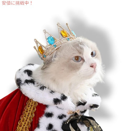 Lovelyshop ラブリーショップ Pet Series ブルー&イエローダイヤモンド ゴールド プレートトリプルフ ルラウンドクラウン (ヘアアクセサリー) 2