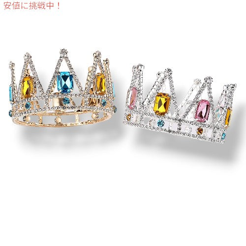 Lovelyshop ラブリーショップ Pet Series ブルー&イエローダイヤモンド ゴールド プレートトリプルフ ルラウンドクラウン (ヘアアクセサリー) 4