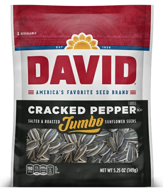 DAVID ひまわりの種 ジャンボサイズ クラックドペッパー味 149g David Seeds Jumbo Sunflower Cracked Pepper Flavor 5.25oz 1