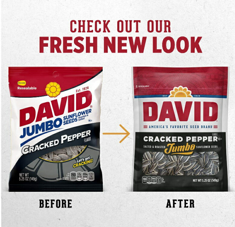 DAVID ひまわりの種 ジャンボサイズ クラックドペッパー味 149g David Seeds Jumbo Sunflower Cracked Pepper Flavor 5.25oz 2