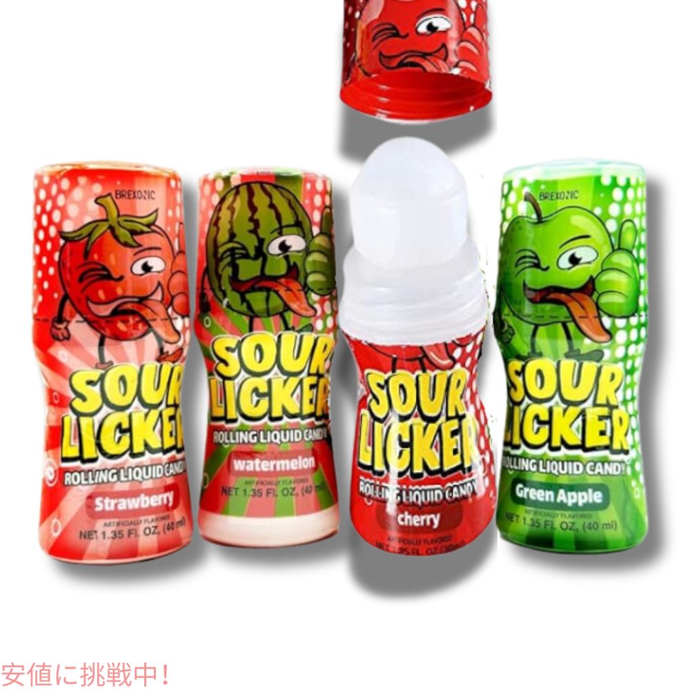 スライム サワー リッカー ロールタイプ 液体 キャンディ 4フレーバー 12個入り スイカ味 グリーンアップル味 チェリー味 ストロベリー味 キャンディ バルク 7