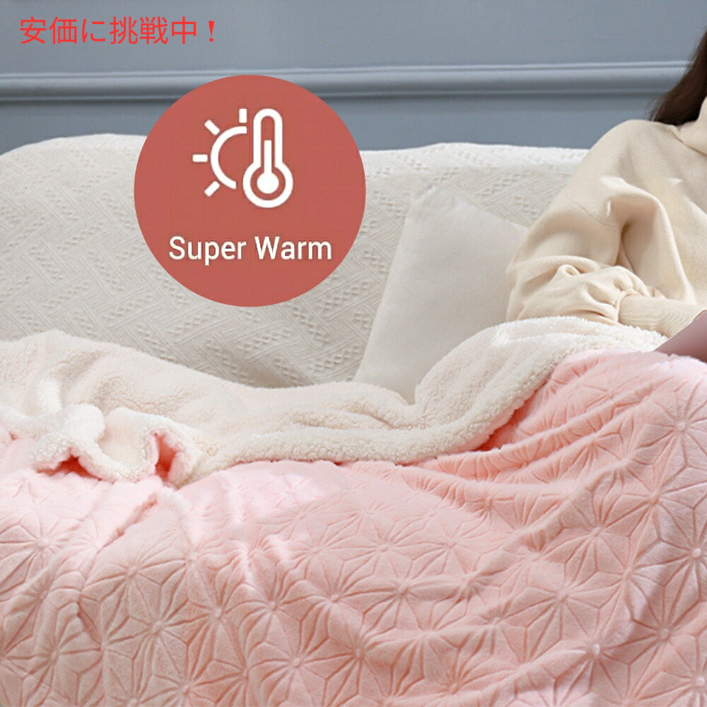 Elegear コージーで暖かい柔らかなフェイクファーブランケット（ピンク）約150cm × 200cm Cozy Warm Soft Faux Fur Blanket Pink 59x79inches 6