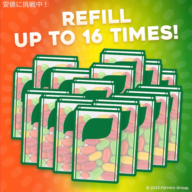 Tic Tac ティックタック Fruit Adventure Mints 17.2 Oz ミント フルーツアドベンチャー リフィル バッグ 1ozのケース付き Resealable Refill Bag 6