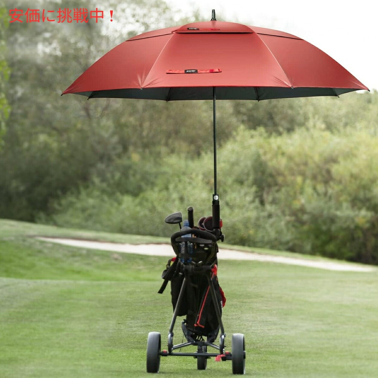 G4Free 68Inch Golf Umbrella Auto Open Sun Rain Umbrella Red Blackゴルフ傘 晴雨兼用傘 ジャンボ傘 UVパラソル 自動オープン 赤色 黒色 3
