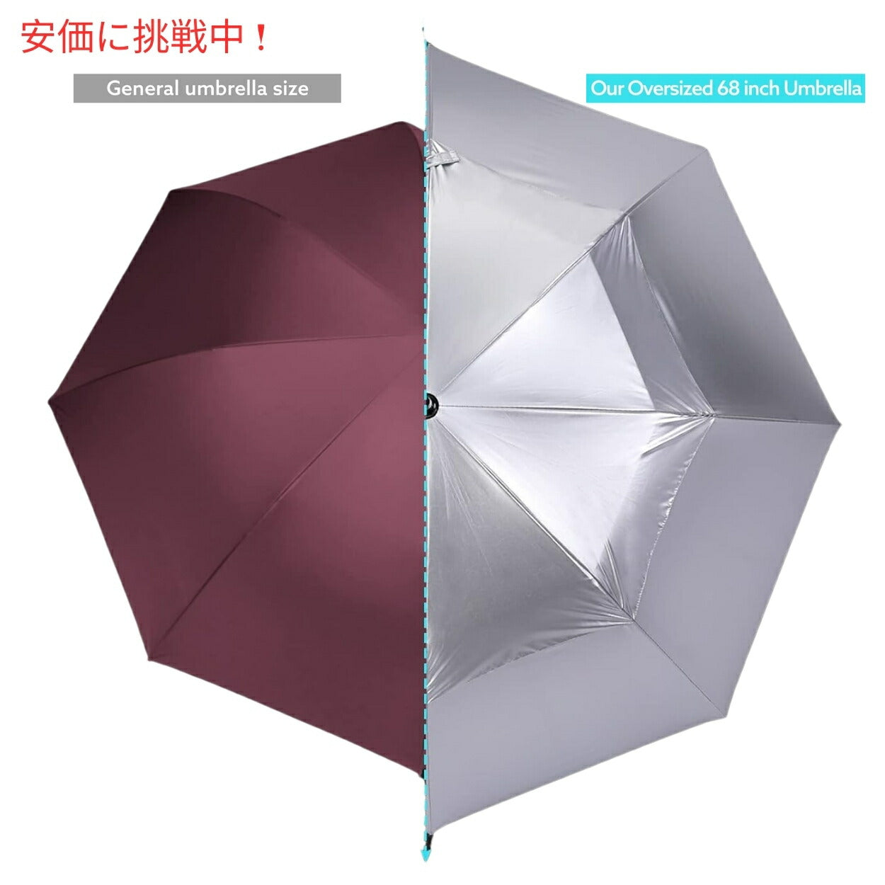 G4Free 68Inch Golf Umbrella Auto Open Sun Rain Umbrella Silver Green ゴルフ傘 晴雨兼用傘 ジャンボ傘 UVパラソル 自動オープン 銀色 緑色 3