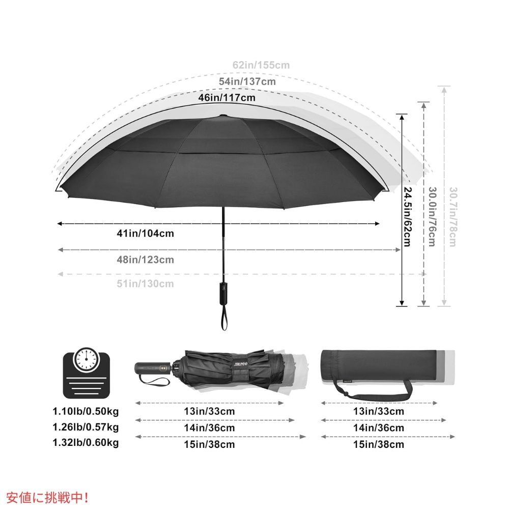 G4Free 自動開閉 ゴルフ傘 62インチ ブラック G4Free Automatic Golf Umbrella 62 inches-Black 2