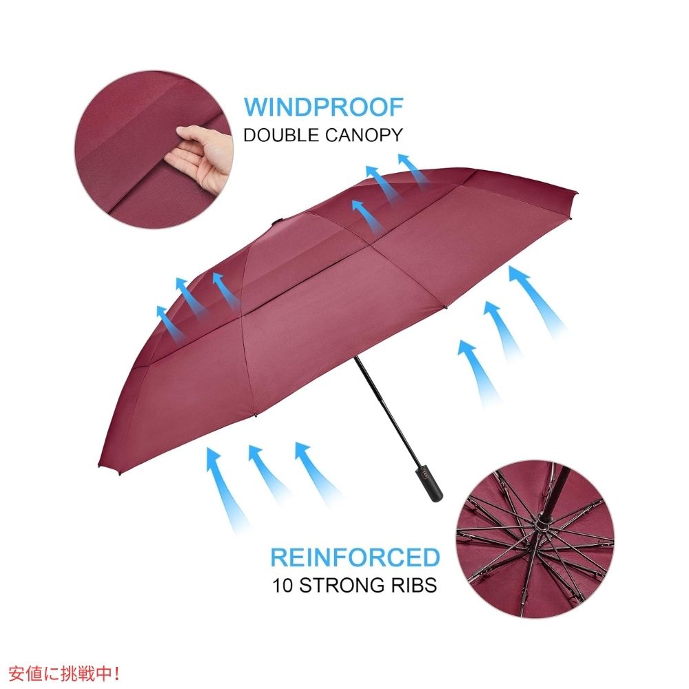 G4Free 自動開閉 ゴルフ傘 62インチ バーゲンディ G4Free Automatic Golf Umbrella 62 inches-Burgendy 3