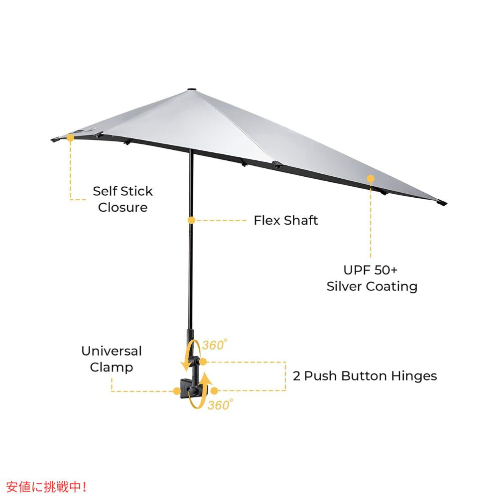 G4Free UPF 50+ 調節可能 ビーチパラソル  XL ブラック/シルバー UVカット 日傘 パラソル ゴルフ傘 UPF 50+ Adjustable Beach Umbrella XL Black/Silver 2
