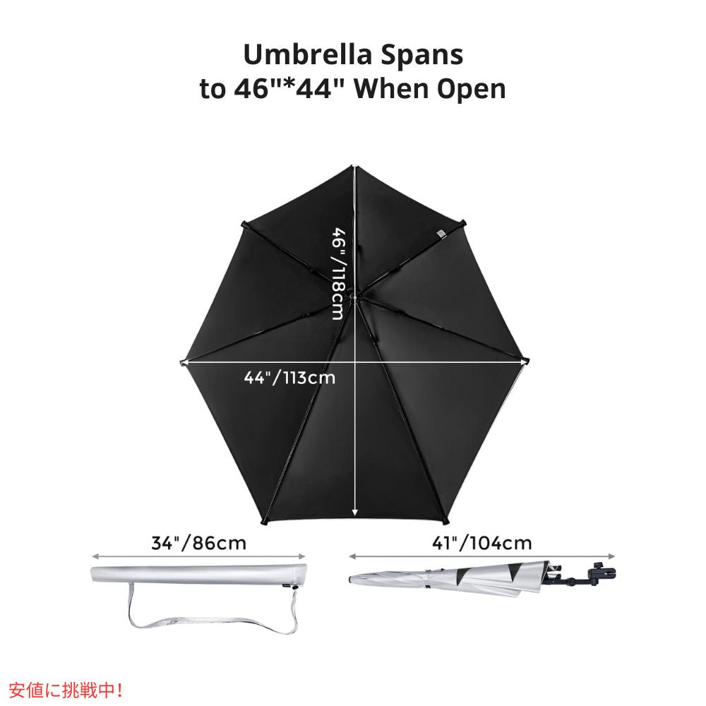 G4Free UPF 50+ 調節可能 ビーチパラソル  XL ブラック/シルバー UVカット 日傘 パラソル ゴルフ傘 UPF 50+ Adjustable Beach Umbrella XL Black/Silver 3
