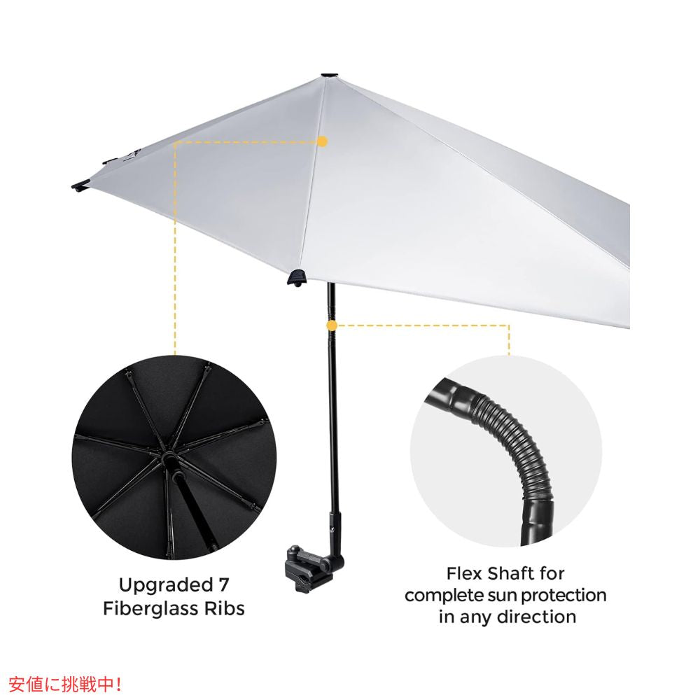 G4Free UPF 50+ 調節可能 ビーチパラソル  XL ブラック/シルバー UVカット 日傘 パラソル ゴルフ傘 UPF 50+ Adjustable Beach Umbrella XL Black/Silver 4