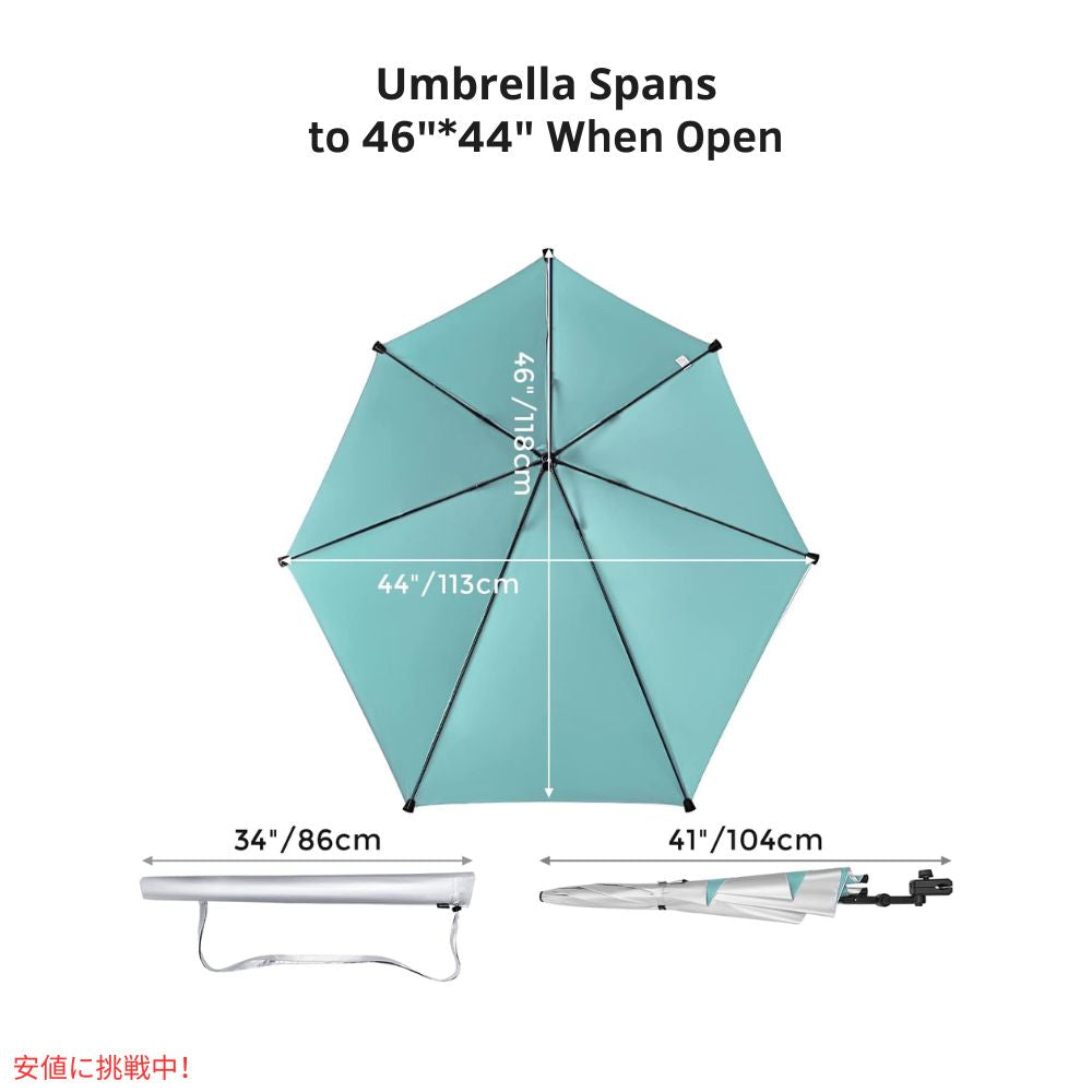 G4Free UPF 50+ 調節可能 ビーチパラソル XL レイクブルー/シルバー UVカット 日傘 パラソル ゴルフ傘 UPF 50+ Adjustable Beach Umbrella XL Lake Blue/Silver 3