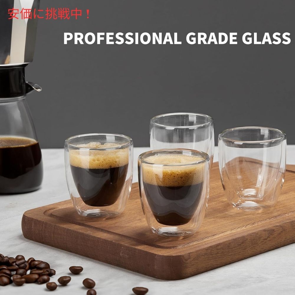 4個セット Gencywe 3oz Double Wall Espresso Cups Set of 4 ダブルウォールエスプレッソカップ 2