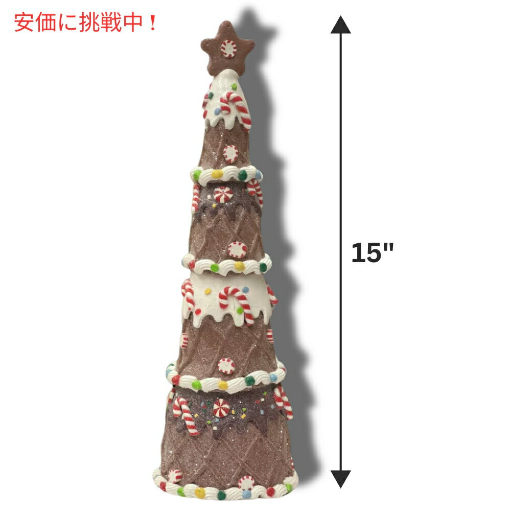 at home ジンジャーブレッドハウス レイヤードデザートコーントリー 15インチGingerbread House Layered Dessert Cone Tree 15inches 3