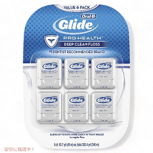 [6個セット] Glide Oral-B Pro-Health Deep Clean Dental Floss グライド オーラルB プロヘルス ディープクリーン デンタルフロス クールミント 40m x 6個 1