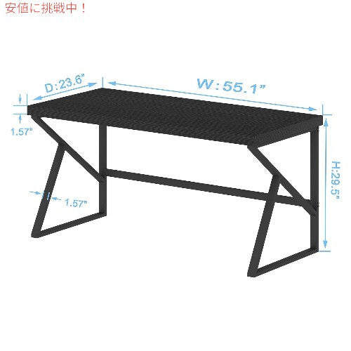 HSH モダン コンピューターデスク 55インチ [ブラックオーク] シンプル 金属 木製 テーブル Industrial Home Office Desk Metal and Wood Black Oak 2