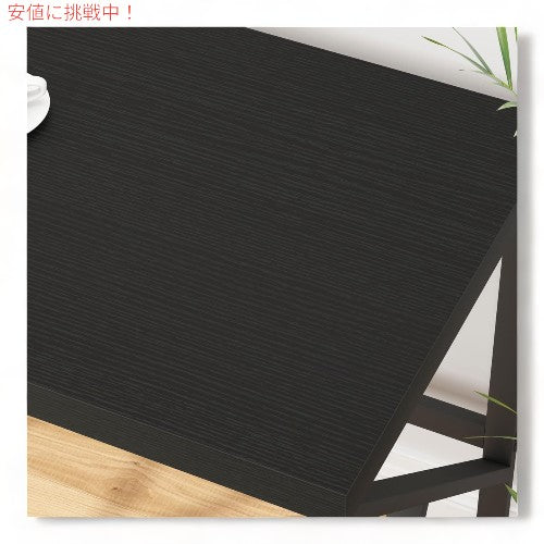 HSH モダン コンピューターデスク 55インチ [ブラックオーク] シンプル 金属 木製 テーブル Industrial Home Office Desk Metal and Wood Black Oak 3
