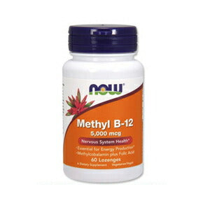 NOW　Methyl  B-12 5000mcg with Folic Acid, 60 Lozenges #0496　ナウ　メチルB-12（ビタミンB12）　5000mcg　60 1