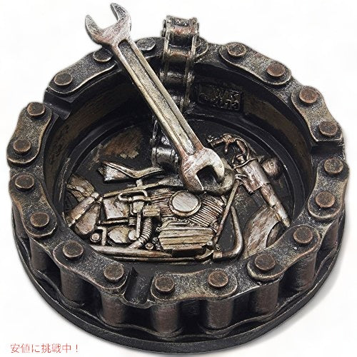 Motorcycle Chain Ashtray with Wrench and Bike Motif　モーターサイクル灰皿 1
