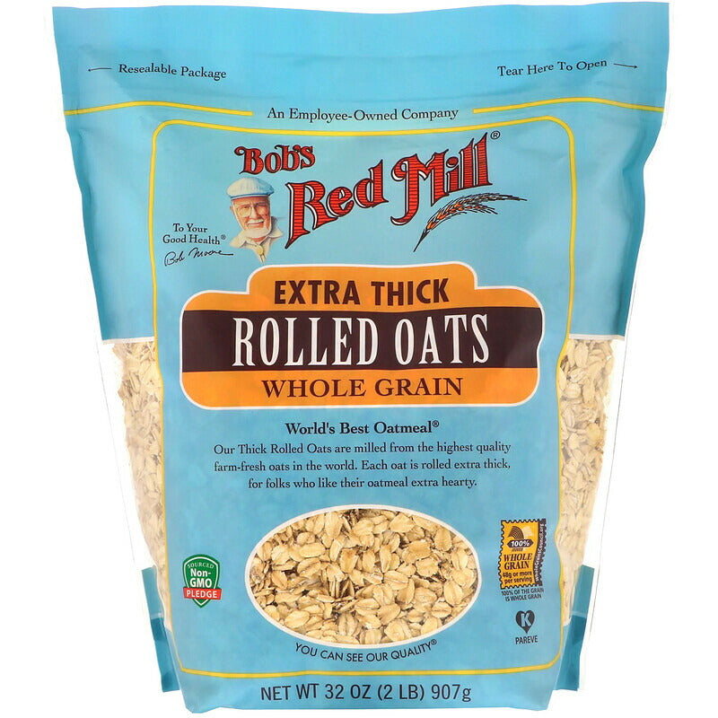 Bob's Red Mill Extra Thick Rolled Oats, Whole Grain 32oz / ボブズレッドミル エクストラシック 厚め ロールドオーツ 全粒 オートミール オーツ麦 907g 1