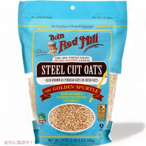 Bob's Red Mill Steel Cut Oats, Whole Grain 24oz / ボブズレッドミル スチールカット ロールドオーツ 全粒 オートミール オーツ麦 680g 1