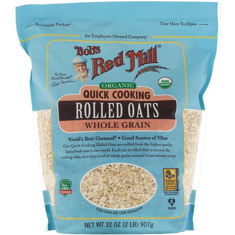 Bob's Red Mill Organic Quick Cooking RolledOats 32oz / ボブズレッドミル オーガニック クイッククッキング ロールドオーツ 全粒 オートミール オーツ麦 907g 1
