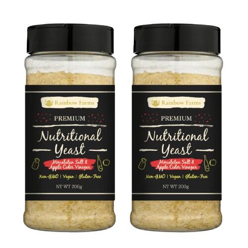 ニュートリショナルイースト [2本セット・アップルサイダービネガー] 200g x 2本 Rainbow Farms アップルサイダービネガー Nutritional yeast ヴィー　無香料　無着色 遺伝子組み換え不使用 NON-GMO レインボーファームズ 1