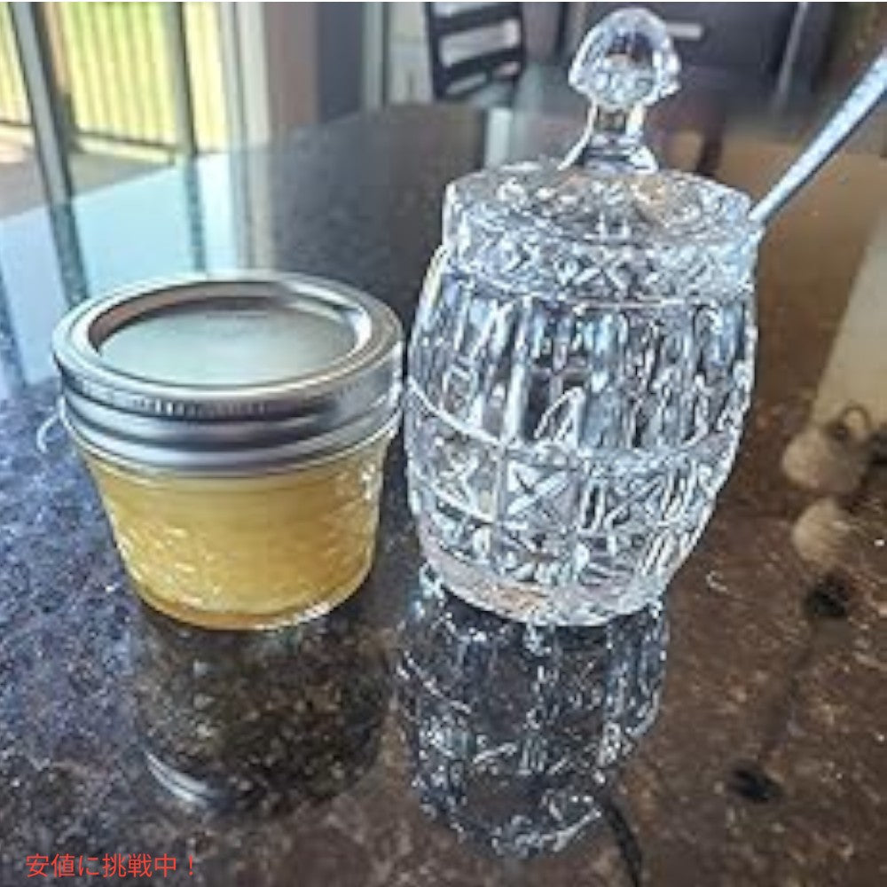 ジャム瓶 フタ付き スプーン付き クリスタル製 保存瓶 保存容器  Godinger Jam Jar With Serving Spoon 4