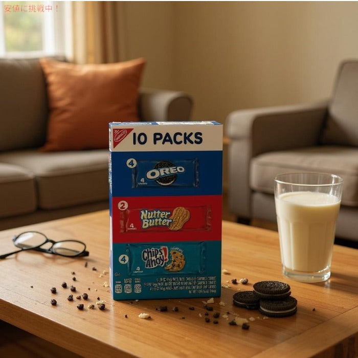 Nabisco ナビスコ クッキー バラエティパック オレオ 、ナッツバター、チップス アホイ! 合計10個入り Cookie Variety Pack 4