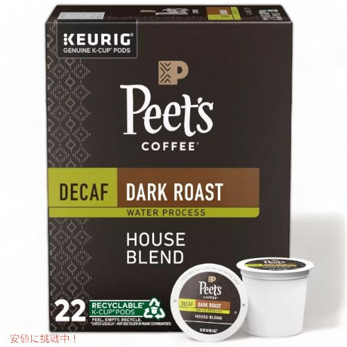 キューリグ Ｋカップ ピーツコーヒー デカフェ ハウスブレンド 22個 / Keurig K-Cup Pods Peet's Decaf House Dark Roast Coffee 22ct 1