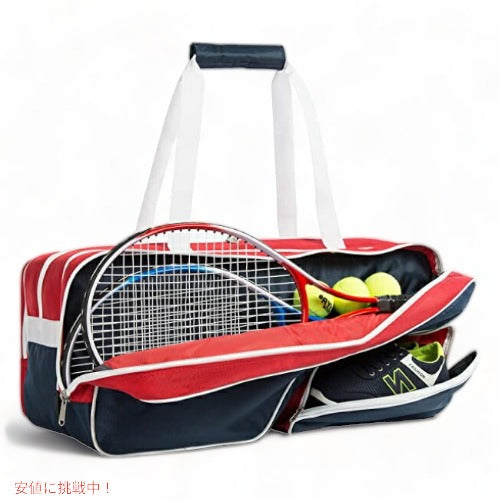 K-Cliffs テニスラケットバッグ デラックスバリスティックナイロン トラベルダッフル シューズコンパートメント レッド ホワイト ブルー  RT124-BWR 2