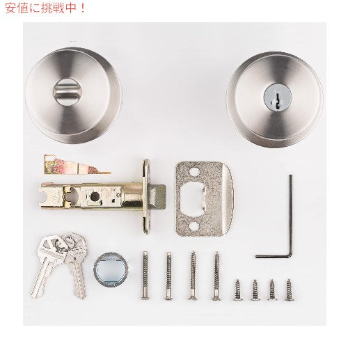 クイックセット Kwikset ピスモ ラウンド [サテンニッケル] エクステリア エントリー ドアノブ ?97402-893 Pismo Entry Door Knob with Lock and Key 3