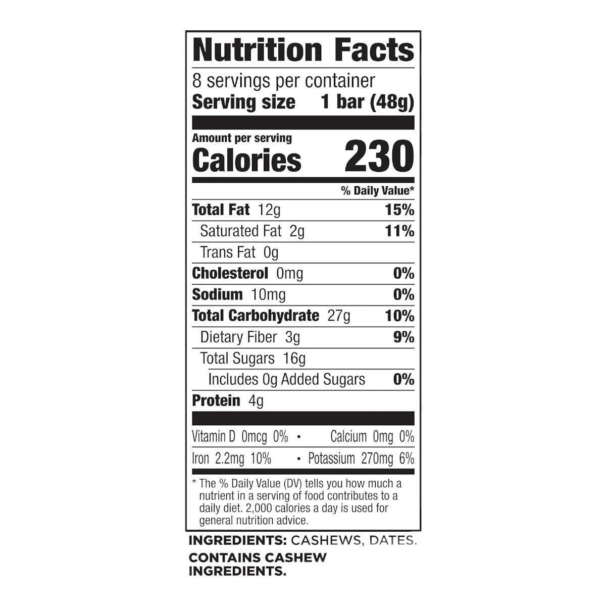 ララバー カシューナッツクッキー 48 x 8 本入り スナックバー グルテンフリー Larabar 48g x 8 Snack Bars Gluten Free  Cashew Cookie 7