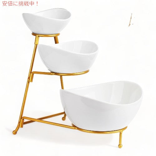 LAUCHUH 3段サービングスタンド チップ＆ディップサービングセット ボウル LAUCHUH 3 Tier Serving Stand Chip and Dip Serving Set Bowl 1