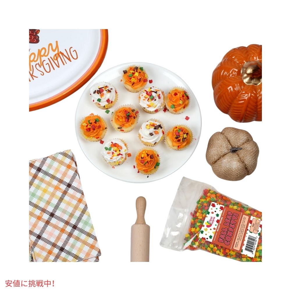 フォールリーフ 秋の葉のコンフェッティ スプリンクル お菓子作り 製菓 トッピング 1.2ポンド Fall Leaf Confetti Sprinkles 1.2lb 6