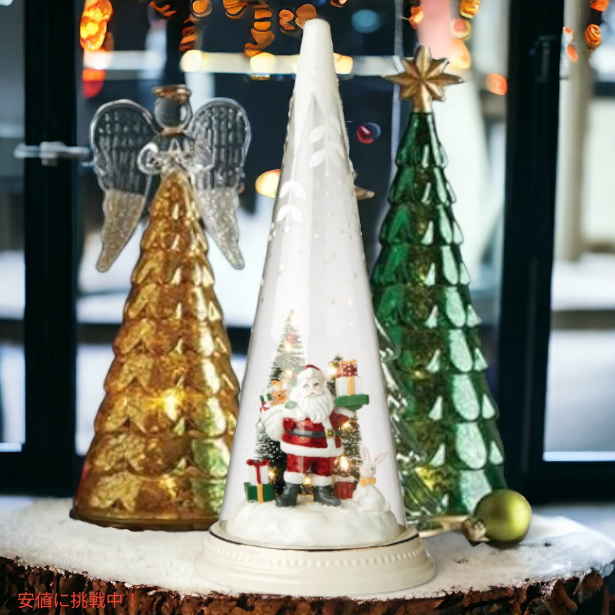 レノックス Lenox サンタとクリスマスコーン Lit Christmas Cone with Santa Scene 4