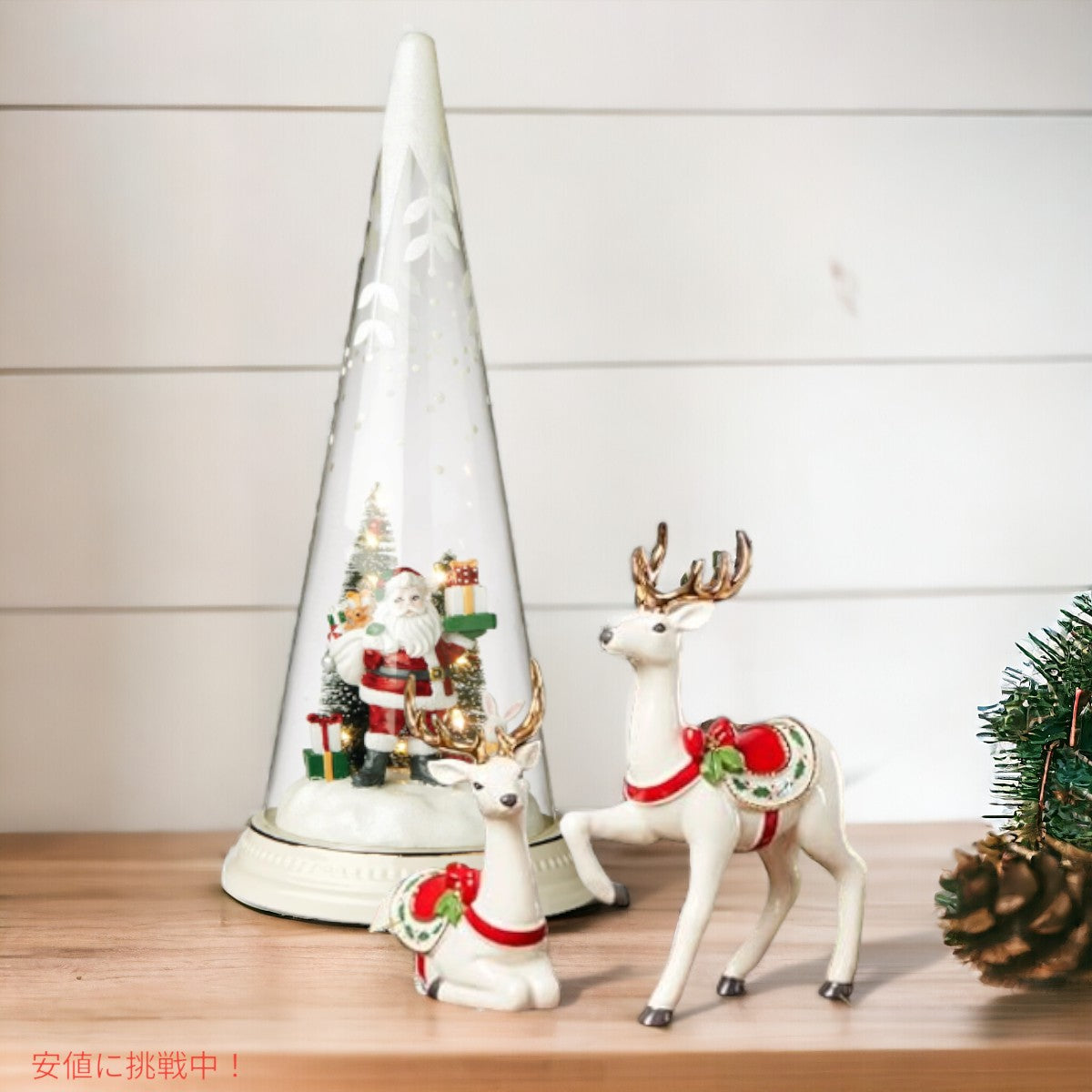 レノックス Lenox サンタとクリスマスコーン Lit Christmas Cone with Santa Scene 6