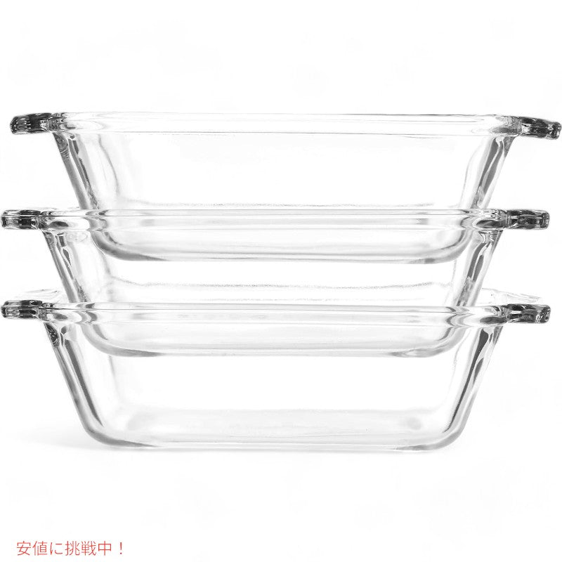 Anchor Hocking ガラス製ブレッドパン 1.5クォート ローフパン 3個セット Anchor Hocking Glass Bread Pan 1.5 Quart Loaf Pan, Set of 3 2