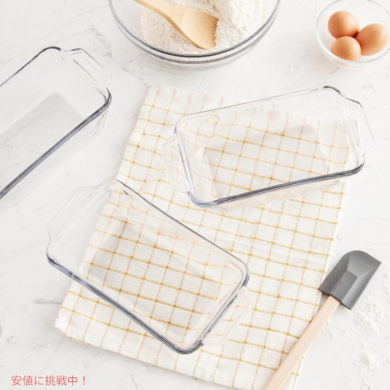 Anchor Hocking ガラス製ブレッドパン 1.5クォート ローフパン 3個セット Anchor Hocking Glass Bread Pan 1.5 Quart Loaf Pan, Set of 3 5