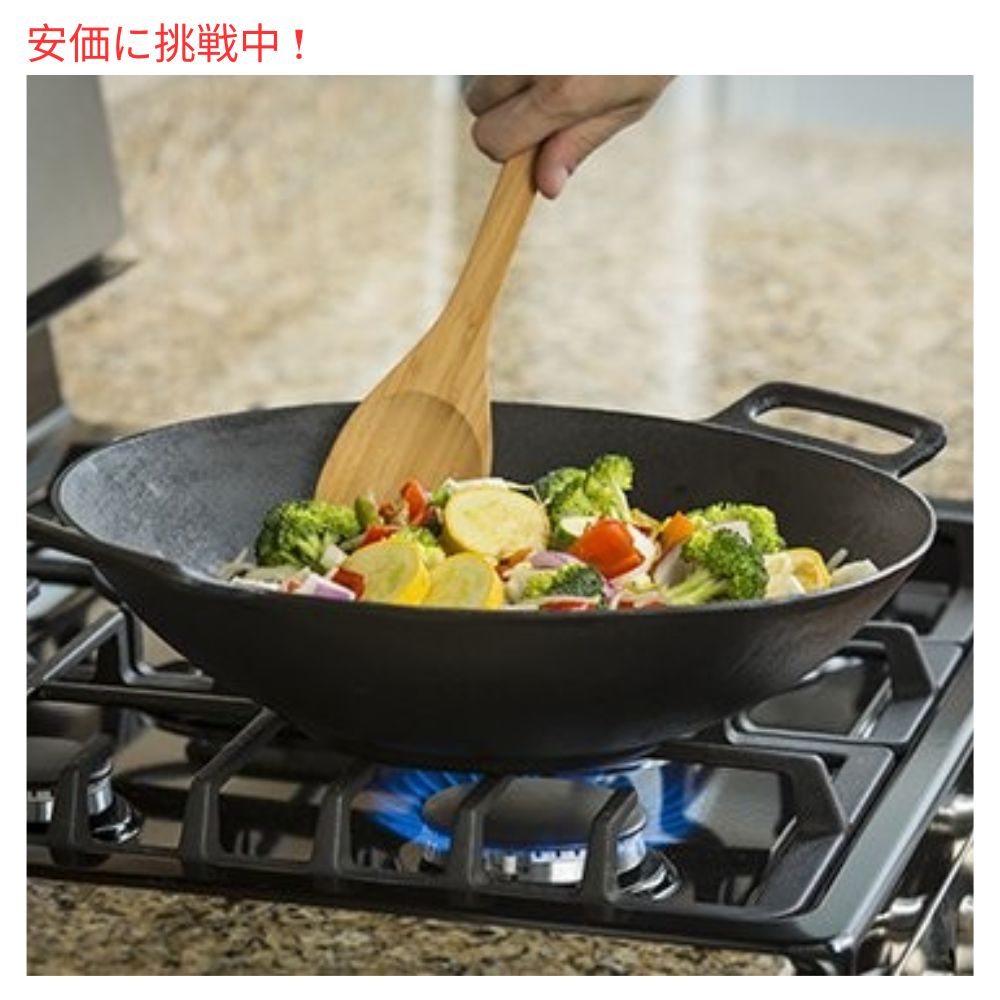 ロッジ プロロジック 35.5センチ キャストアイロンウォック Lodge 中華鍋 ブラック 6