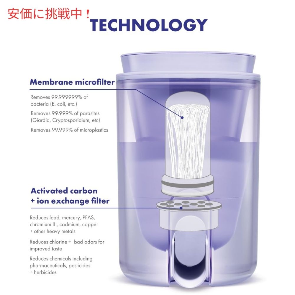 LifeStraw ホームスタジオ ウォーターフィルターディスペンサー 2.4リットル オブシディアンブラック Home Studio Water Filter Dispenser 10Cup Obsidian Black 5