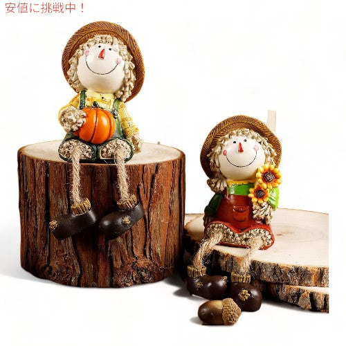 ルルホーム 秋のかかしの置物 Lulu Home Fall Resin Scarecrow Figurines 2