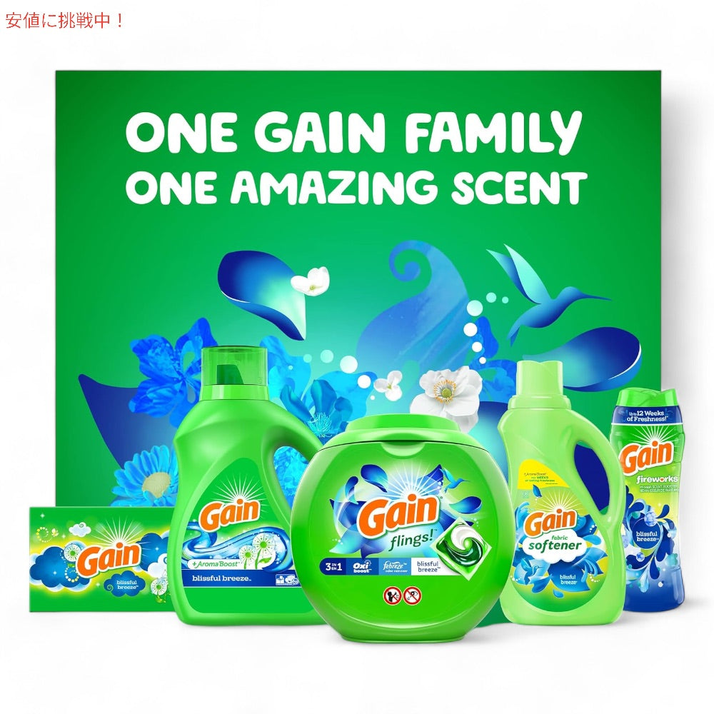 ゲイン 洗濯芳香剤 ビーズ 680g ブリスフルブリーズの香り Gain Fireworks Laundry Scent Booster Beads Blissful Breeze 24oz 5