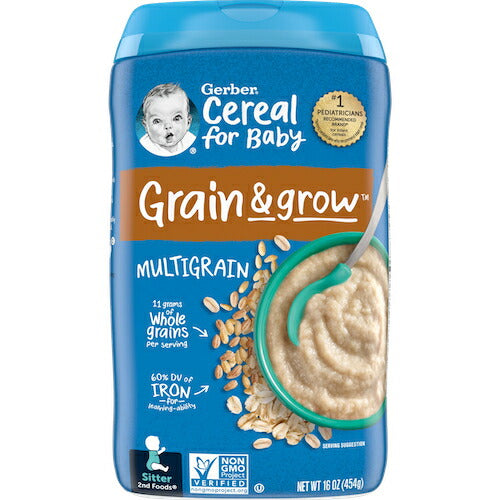 ＜2個セット＞Gerber ガーバー ベビーシリアル マルチグレイン 全粒 雑穀 8oz / 227g 30食 6-8ヶ月 グレイン＆グロー セカンドフード モグモグ期 2